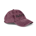 Hello World Vintage Embroidered Cap — Retro Red Baseball Hat