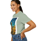 Robot in Sunflowers T-Shirt — Whimsical Vintage Robot Unicycle Art Tee