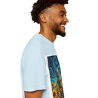 Robot in Sunflowers T-Shirt — Whimsical Vintage Robot Unicycle Art Tee