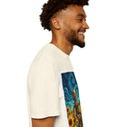 Robot in Sunflowers T-Shirt — Whimsical Vintage Robot Unicycle Art Tee