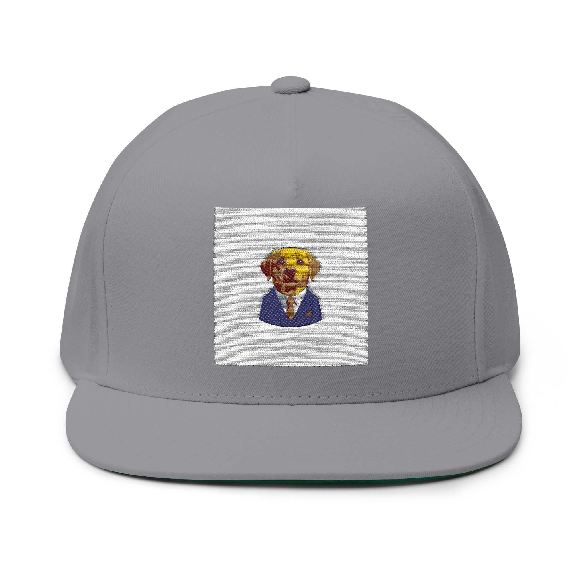 Embroidered Labrador in Blazer Flat Bill Cap — Cute Dog Snapback Hat