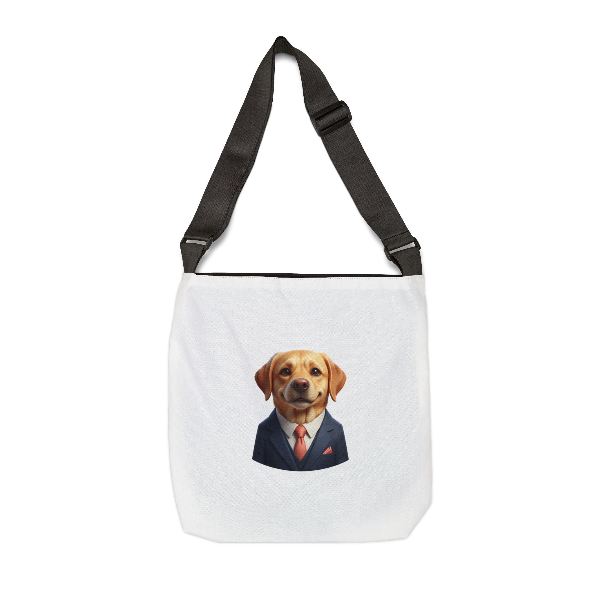 Labrador in Suit Adjustable Tote Bag — Cute Dog Portrait Crossbody Tote