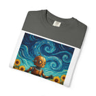 Robot in Sunflowers T-Shirt — Whimsical Vintage Robot Unicycle Art Tee