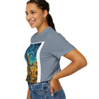 Robot in Sunflowers T-Shirt — Whimsical Vintage Robot Unicycle Art Tee