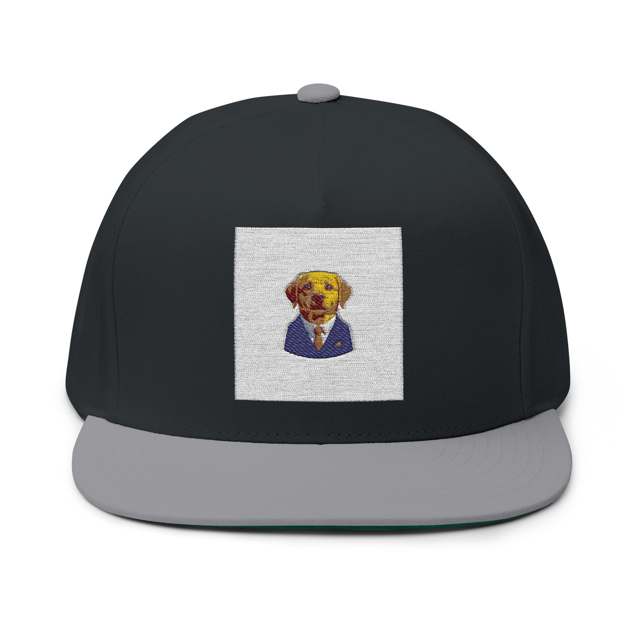 Embroidered Labrador in Blazer Flat Bill Cap — Cute Dog Snapback Hat