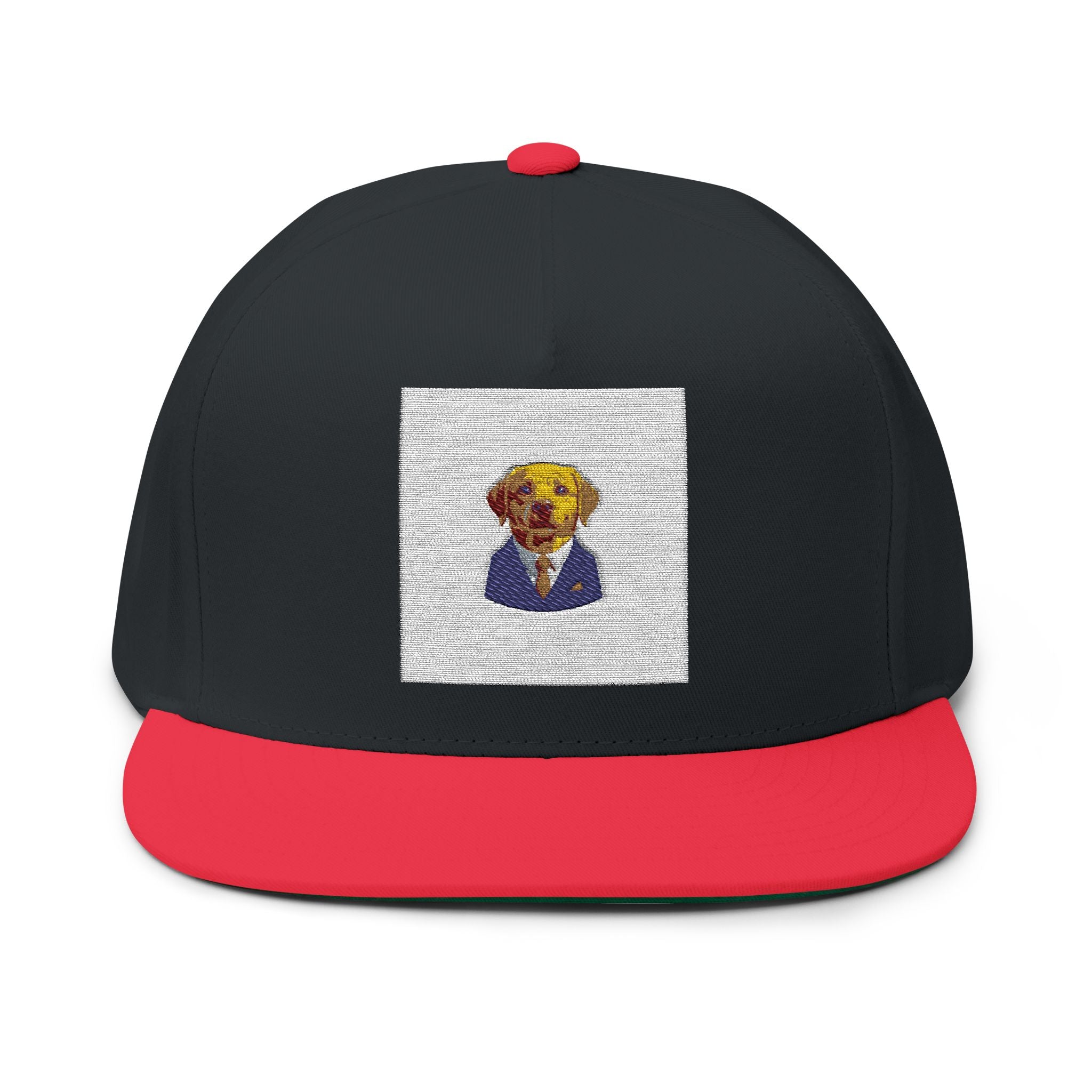 Embroidered Labrador in Blazer Flat Bill Cap — Cute Dog Snapback Hat