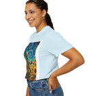 Robot in Sunflowers T-Shirt — Whimsical Vintage Robot Unicycle Art Tee
