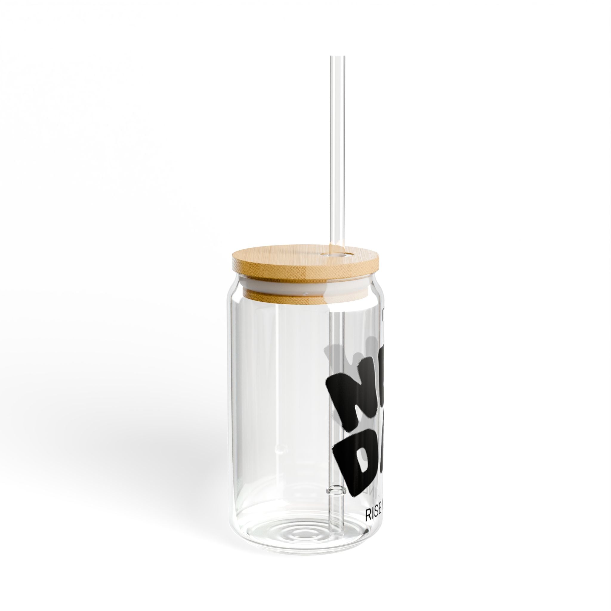 Sipper Glass - "It's a New Day" 16oz Motivational Drink Jar with Straw