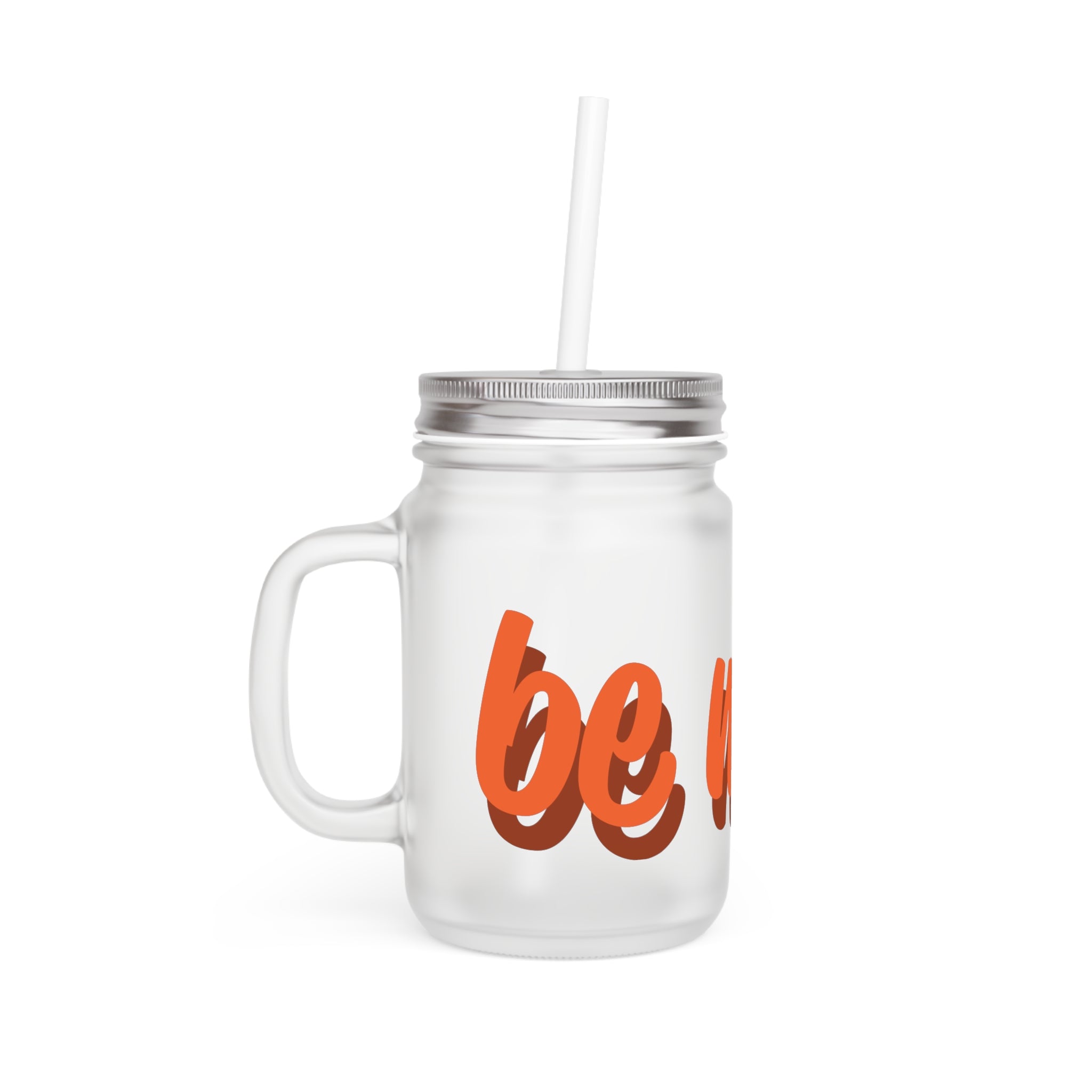 Mason Jar Tumbler — 'Be Mine' Red Script Valentine Straw Mug