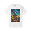 Robot in Sunflowers T-Shirt — Whimsical Vintage Robot Unicycle Art Tee