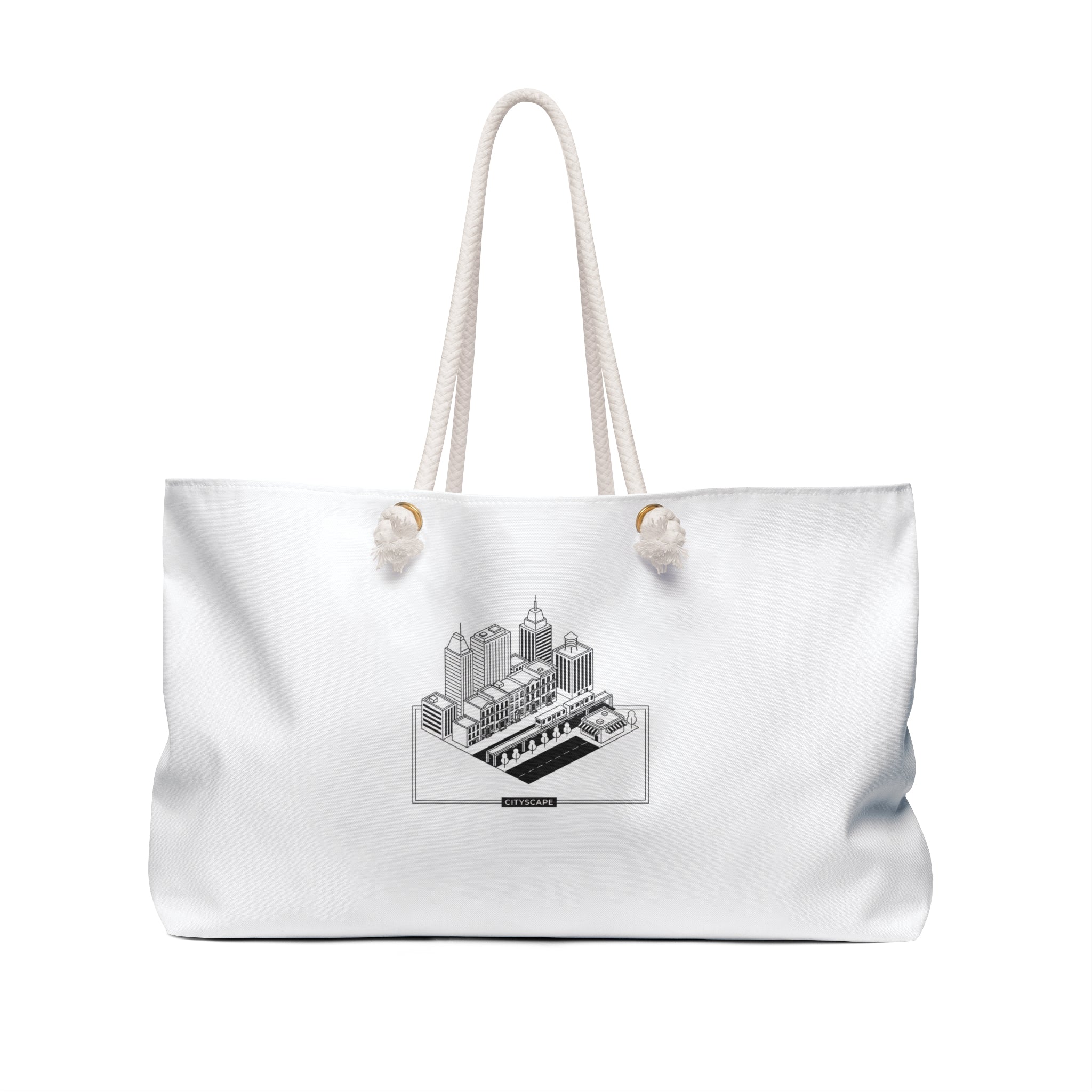 Minimalist Cityscape Weekender Bag – Monochrome Urban Travel Tote