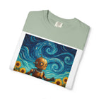 Robot in Sunflowers T-Shirt — Whimsical Vintage Robot Unicycle Art Tee