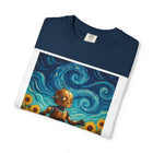 Robot in Sunflowers T-Shirt — Whimsical Vintage Robot Unicycle Art Tee
