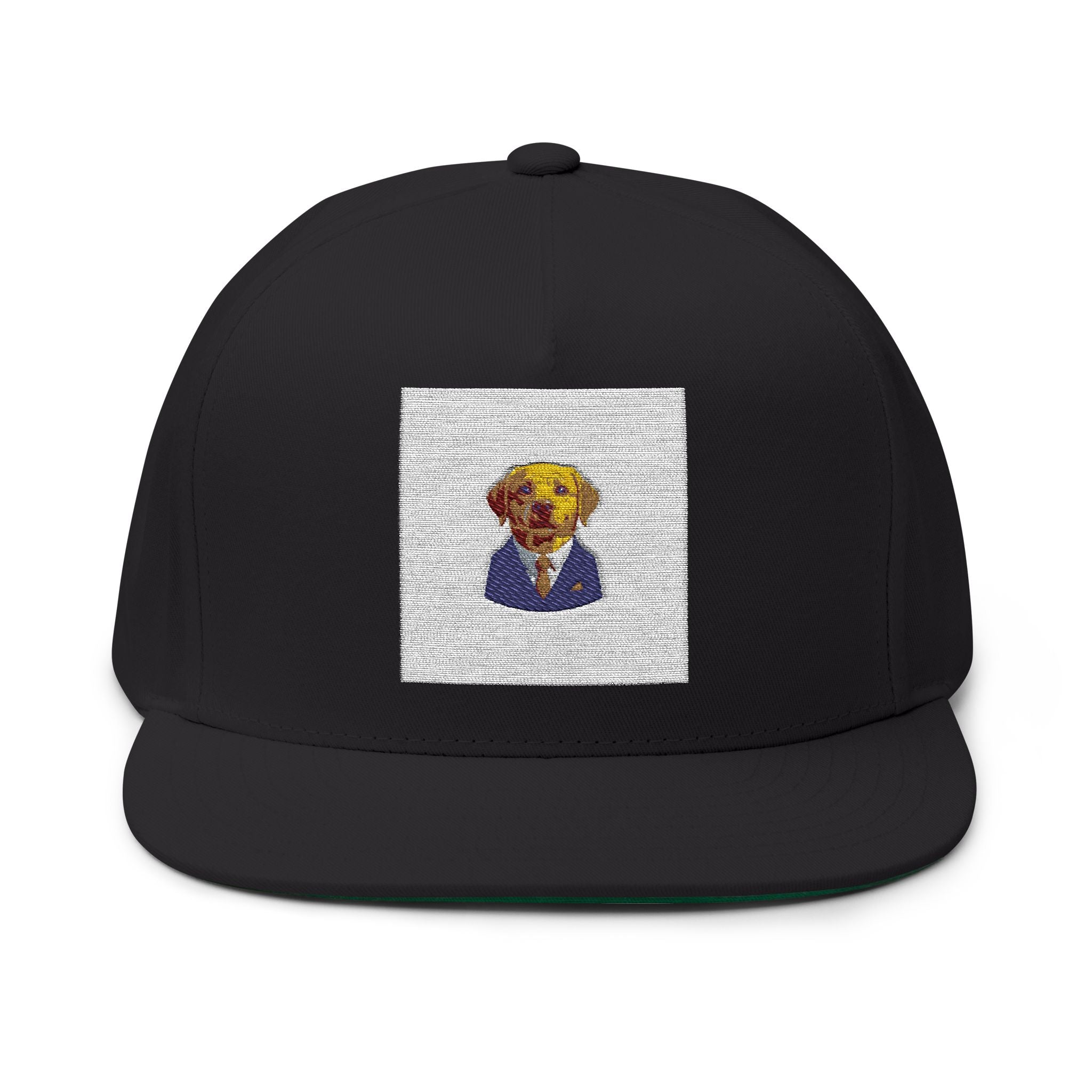 Embroidered Labrador in Blazer Flat Bill Cap — Cute Dog Snapback Hat
