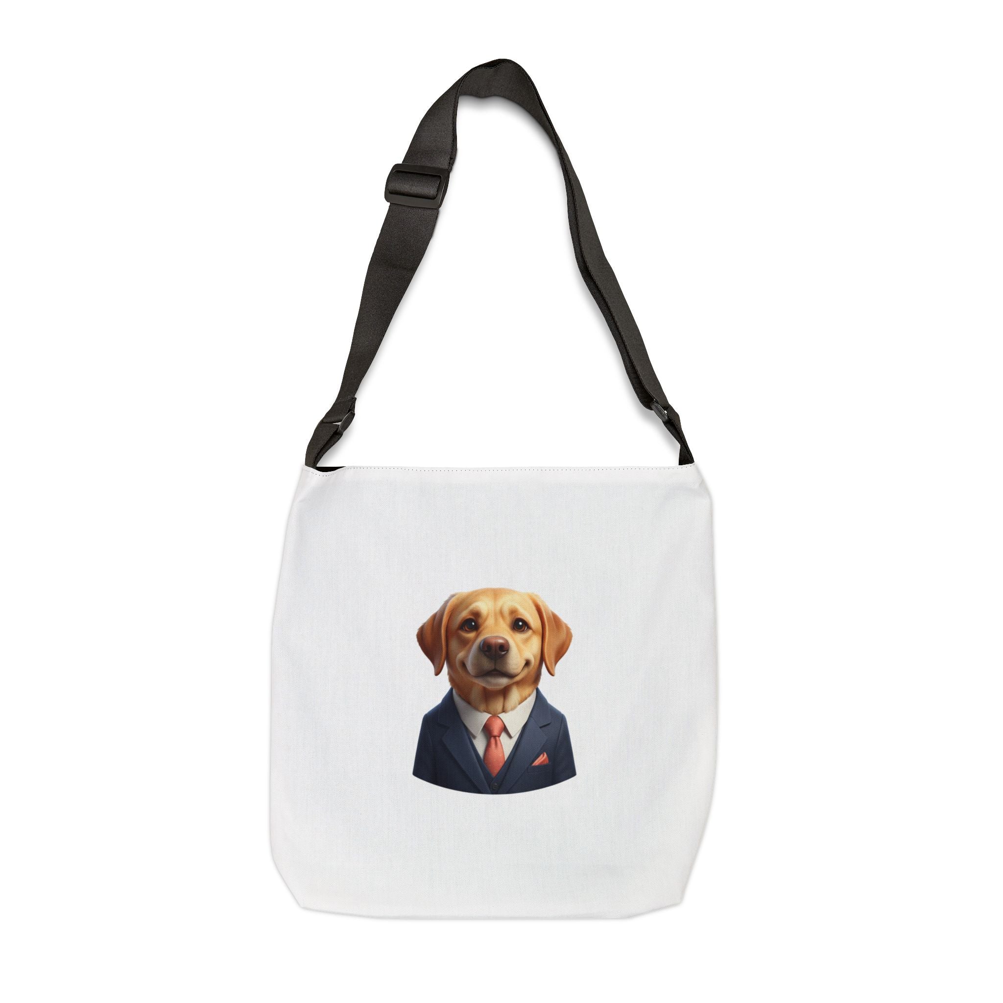 Labrador in Suit Adjustable Tote Bag — Cute Dog Portrait Crossbody Tote