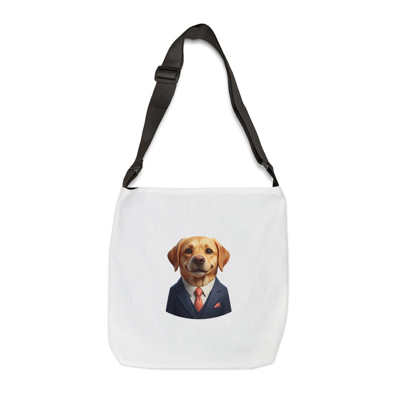 Labrador in Suit Adjustable Tote Bag — Cute Dog Portrait Crossbody Tote