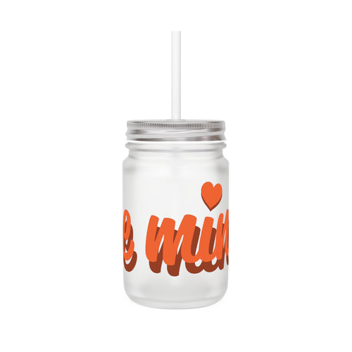 Mason Jar Tumbler — 'Be Mine' Red Script Valentine Straw Mug
