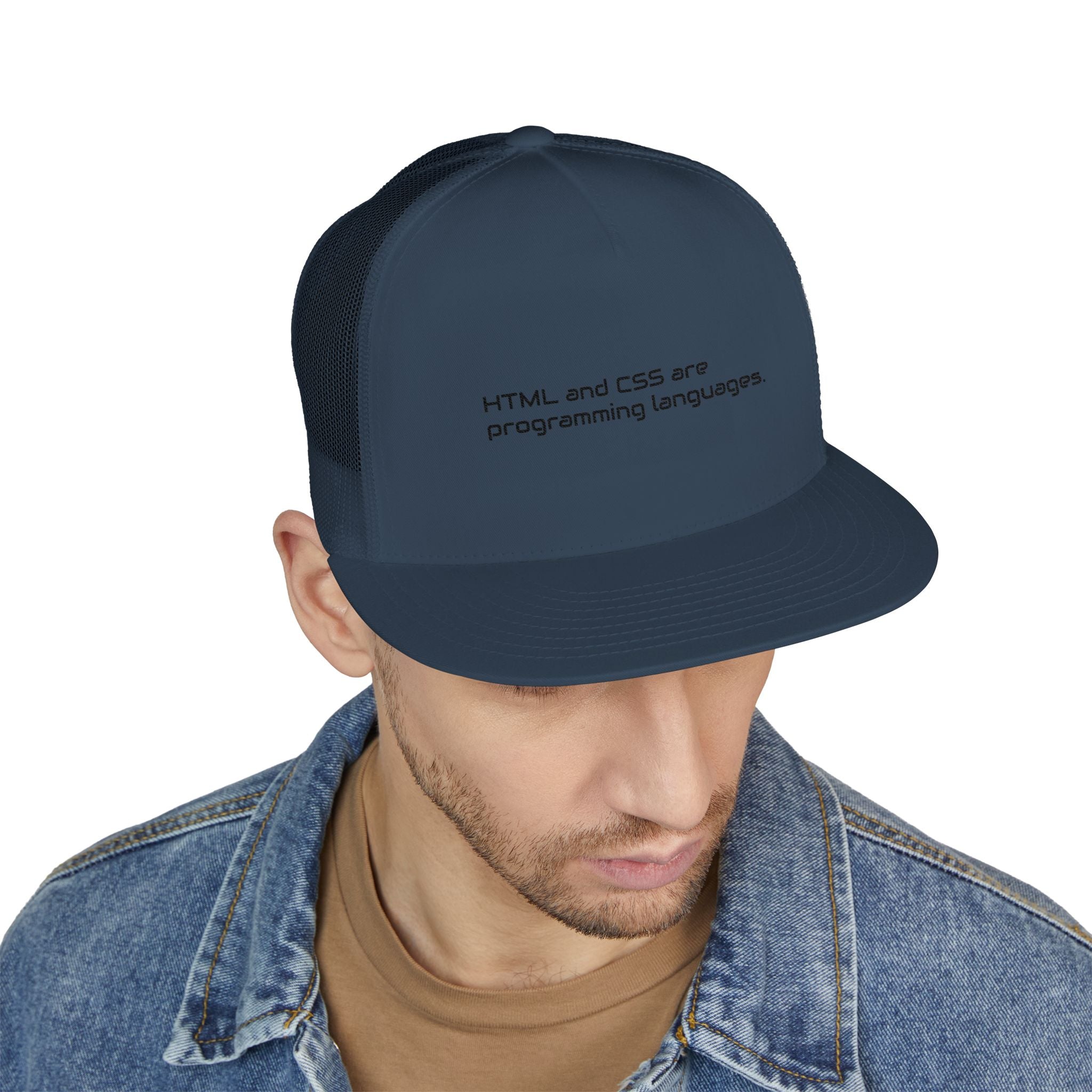 Trucker Cap — 'Metal and Code Are Programming Languages' Embroidered Mesh Hat