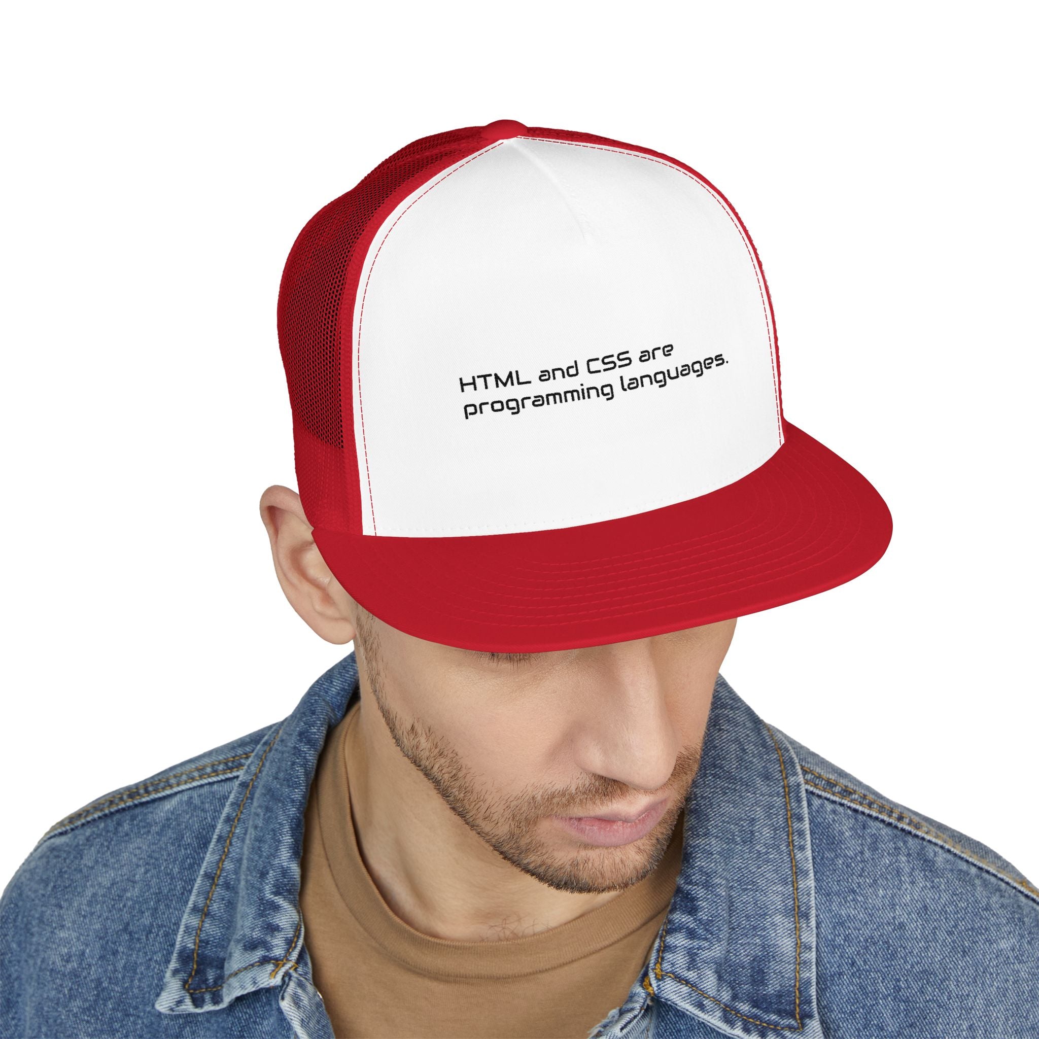 Trucker Cap — 'Metal and Code Are Programming Languages' Embroidered Mesh Hat