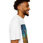 Robot in Sunflowers T-Shirt — Whimsical Vintage Robot Unicycle Art Tee