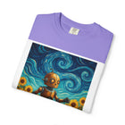 Robot in Sunflowers T-Shirt — Whimsical Vintage Robot Unicycle Art Tee