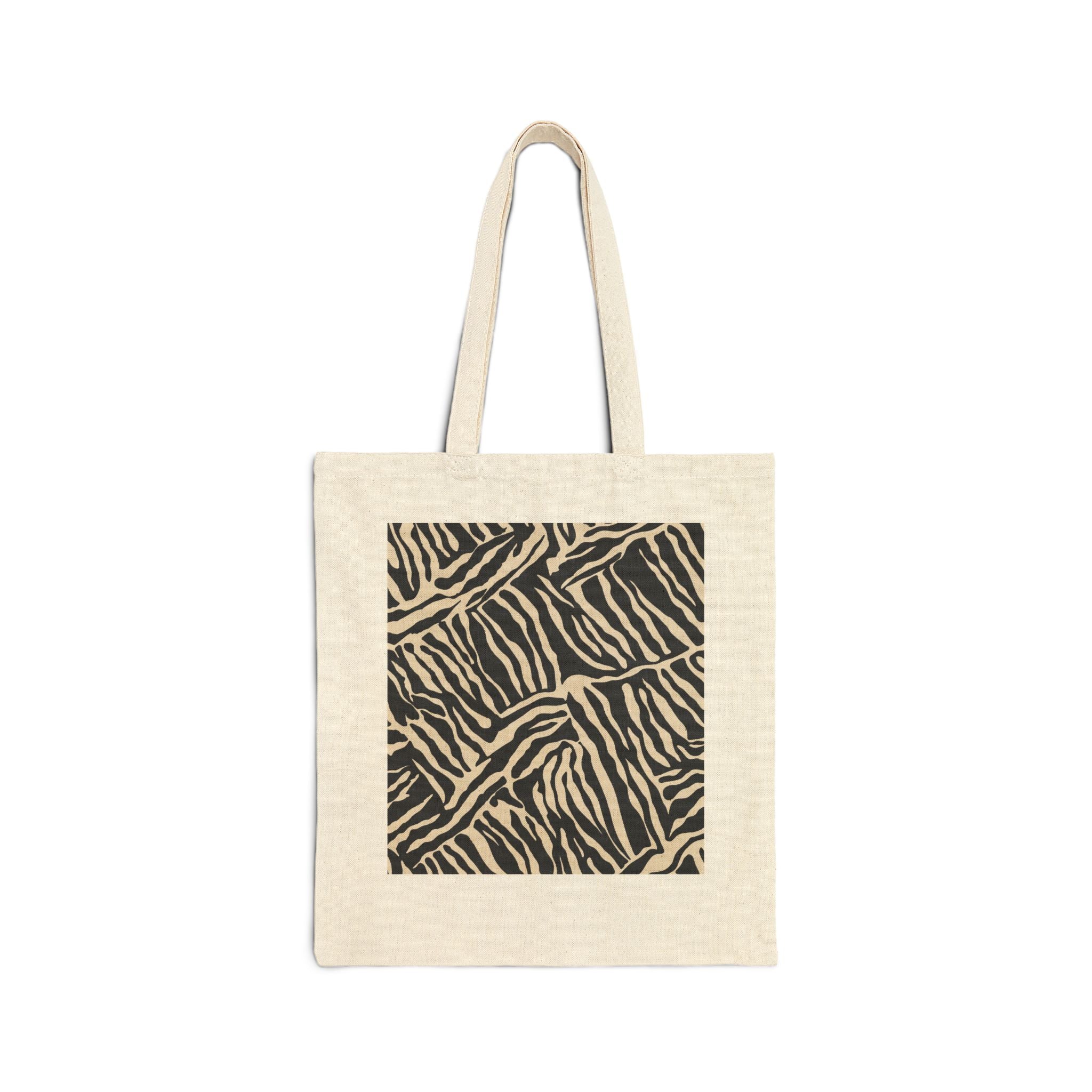 Zebra Print Canvas Tote Bag — Eco-Friendly Animal Pattern Market Tote