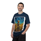 Robot in Sunflowers T-Shirt — Whimsical Vintage Robot Unicycle Art Tee