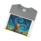 Robot in Sunflowers T-Shirt — Whimsical Vintage Robot Unicycle Art Tee