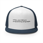 Trucker Cap — 'Metal and Code Are Programming Languages' Embroidered Mesh Hat
