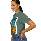 Robot in Sunflowers T-Shirt — Whimsical Vintage Robot Unicycle Art Tee