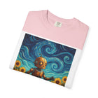 Robot in Sunflowers T-Shirt — Whimsical Vintage Robot Unicycle Art Tee