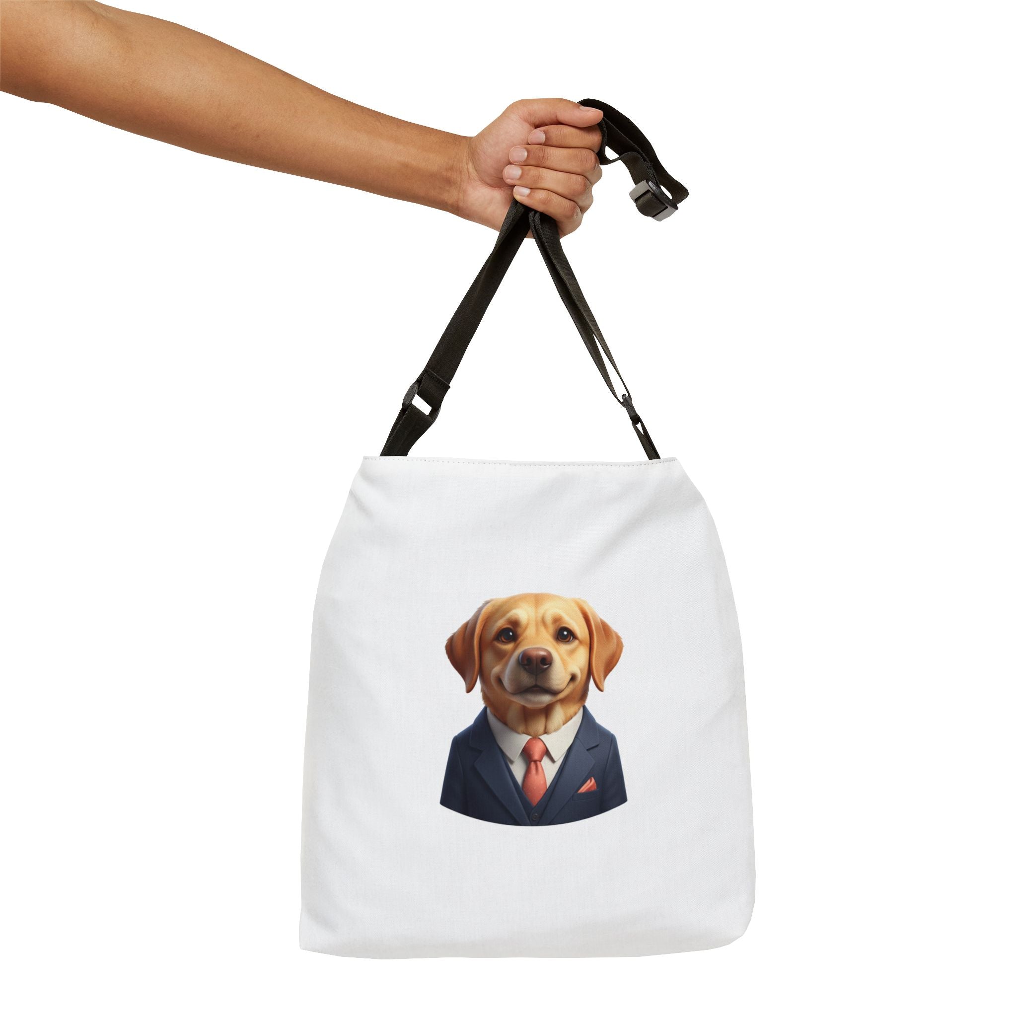 Labrador in Suit Adjustable Tote Bag — Cute Dog Portrait Crossbody Tote