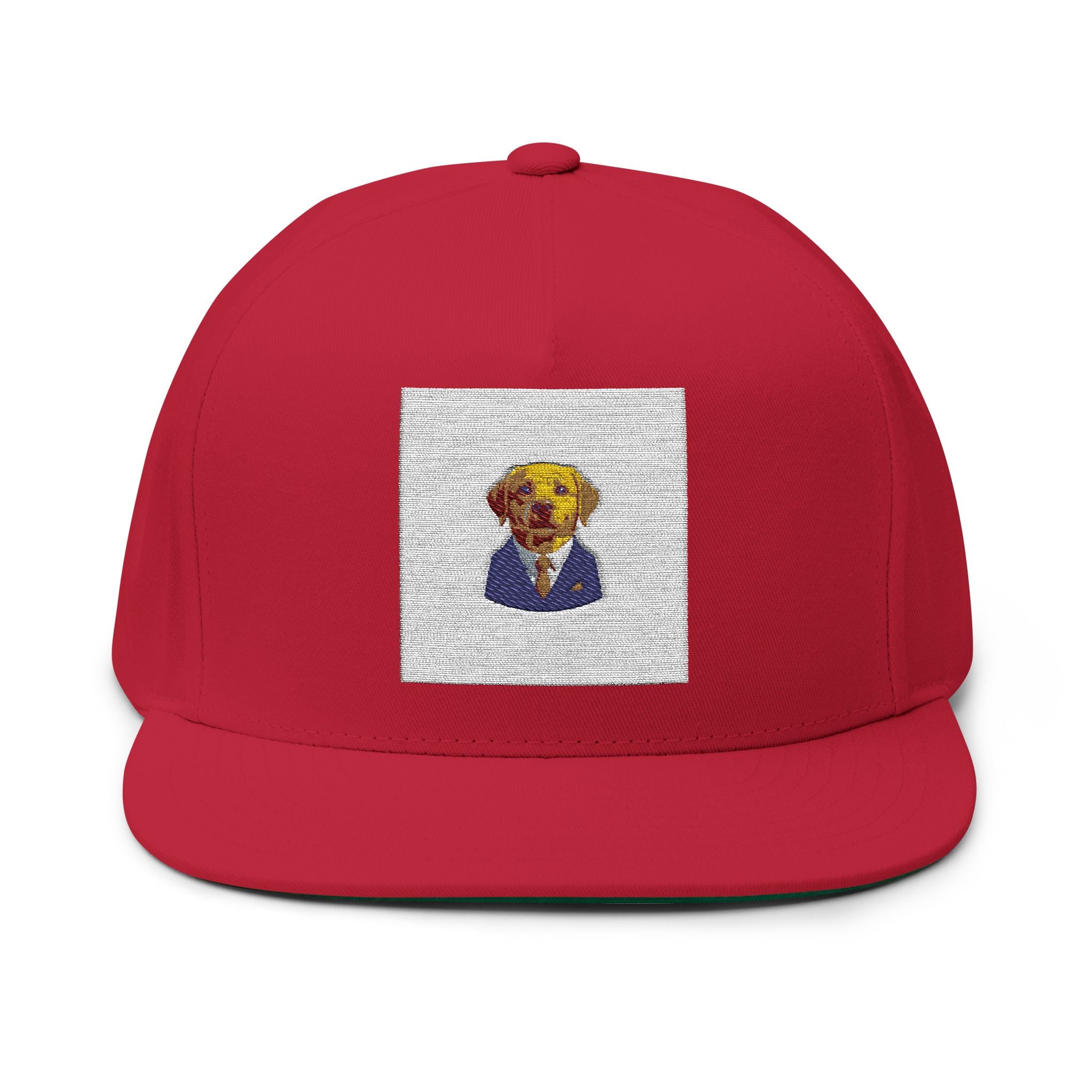 Embroidered Labrador in Blazer Flat Bill Cap — Cute Dog Snapback Hat