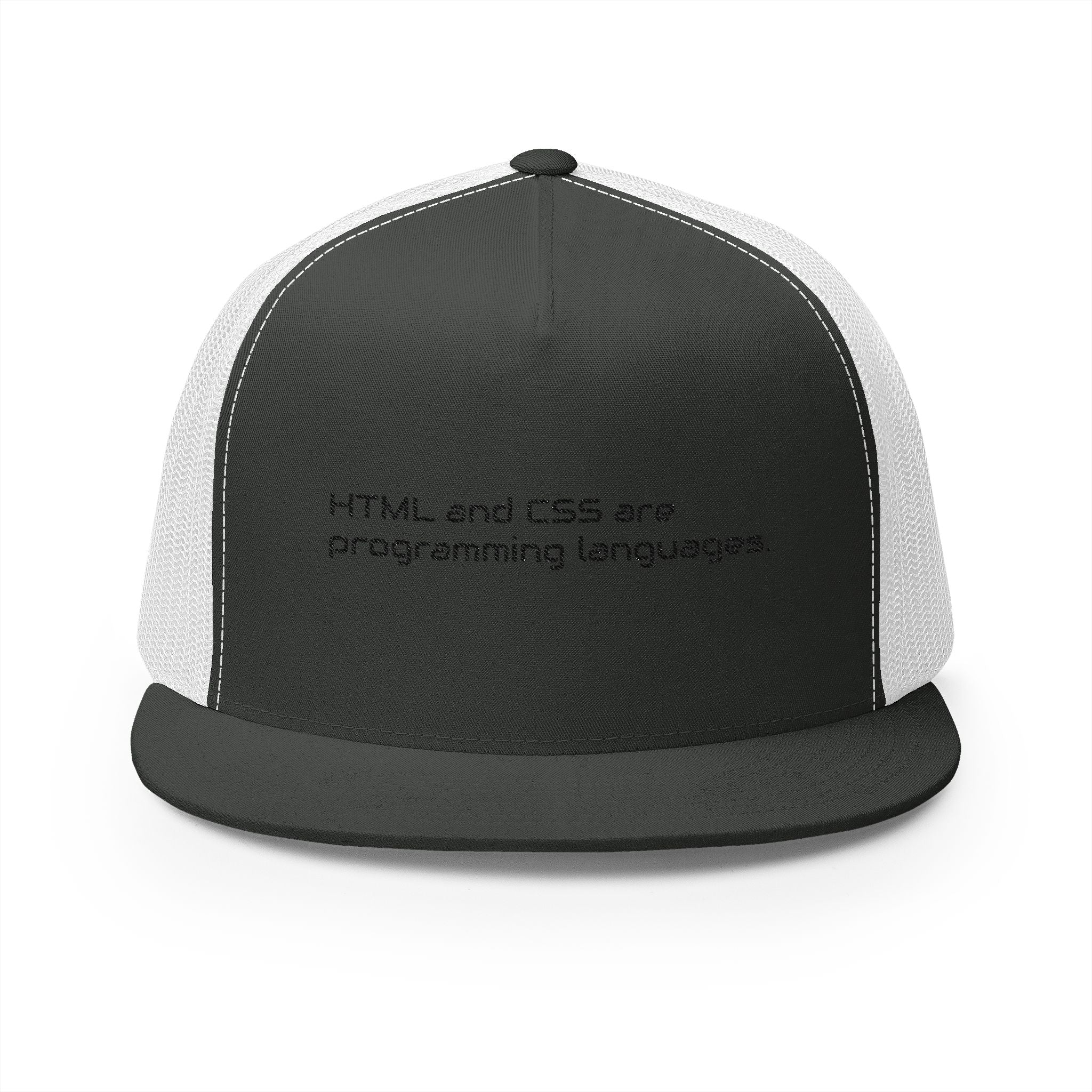 Trucker Cap — 'Metal and Code Are Programming Languages' Embroidered Mesh Hat