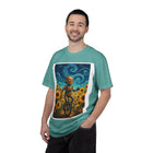 Robot in Sunflowers T-Shirt — Whimsical Vintage Robot Unicycle Art Tee