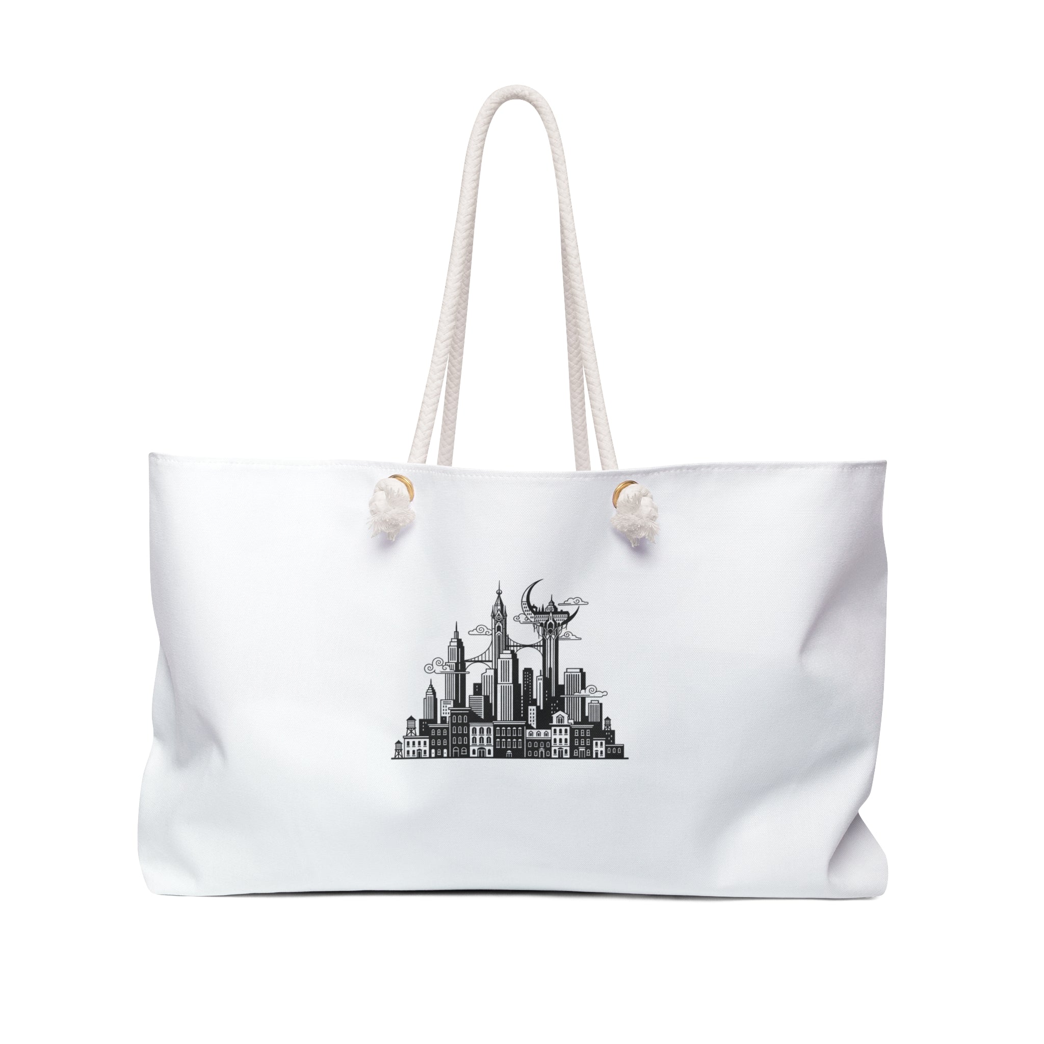 Minimalist Cityscape Weekender Bag – Monochrome Urban Travel Tote