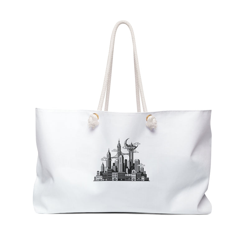 Minimalist Cityscape Weekender Bag – Monochrome Urban Travel Tote