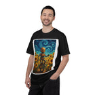 Robot in Sunflowers T-Shirt — Whimsical Vintage Robot Unicycle Art Tee