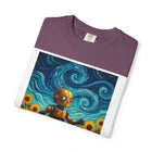 Robot in Sunflowers T-Shirt — Whimsical Vintage Robot Unicycle Art Tee